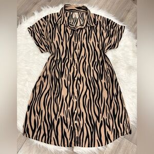 True Destiny Black and Tan Animal Print Dress Size S